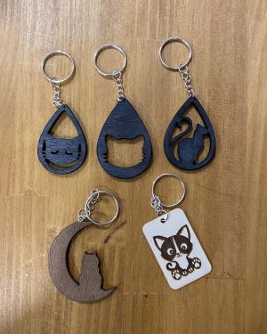 Llavero Madera Gatos